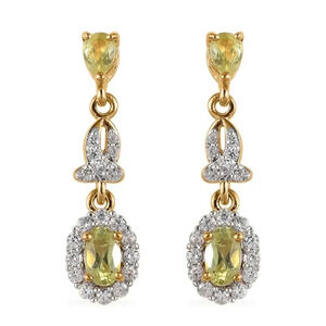 *RARE* Natural Chrysoberyl and White Zircon Dangle Earrings.